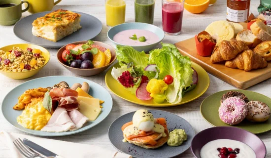 朝食ビュッフェ付き
